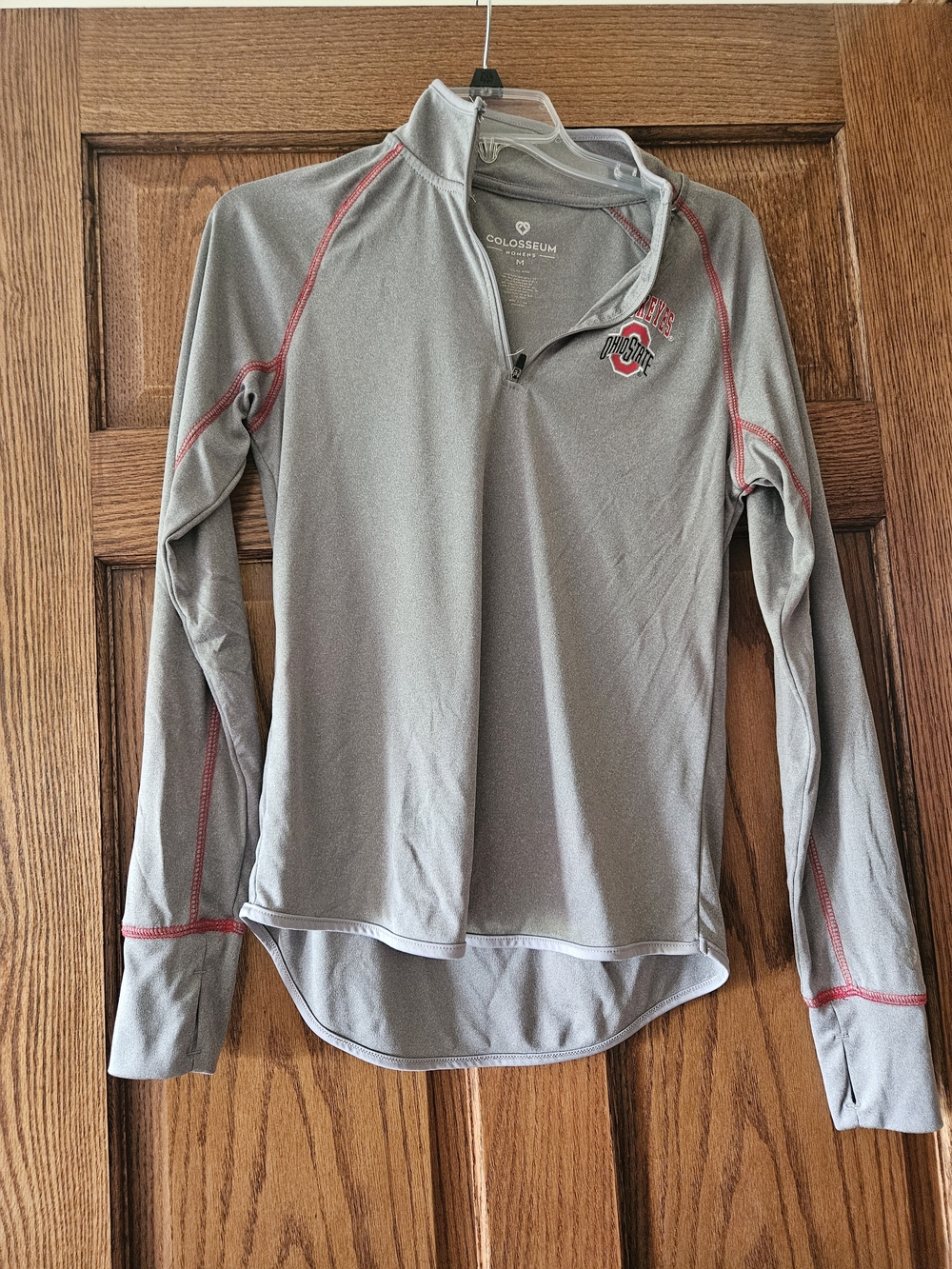 Ohio State Gray 1/4 Zip Pullover with Red Stitching